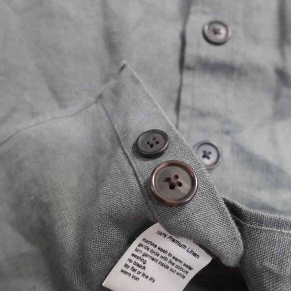 Spier Mackay Shirt Medium Green 100% Linen Handmade - Picture 5 of 12